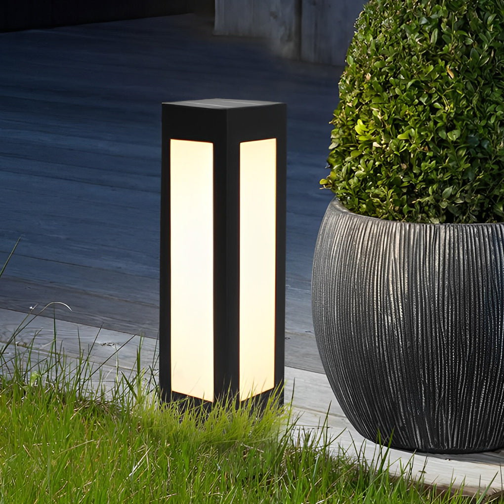 Rectangular Waterproof LED Black Modern Automatic Solar Outdoor Lights