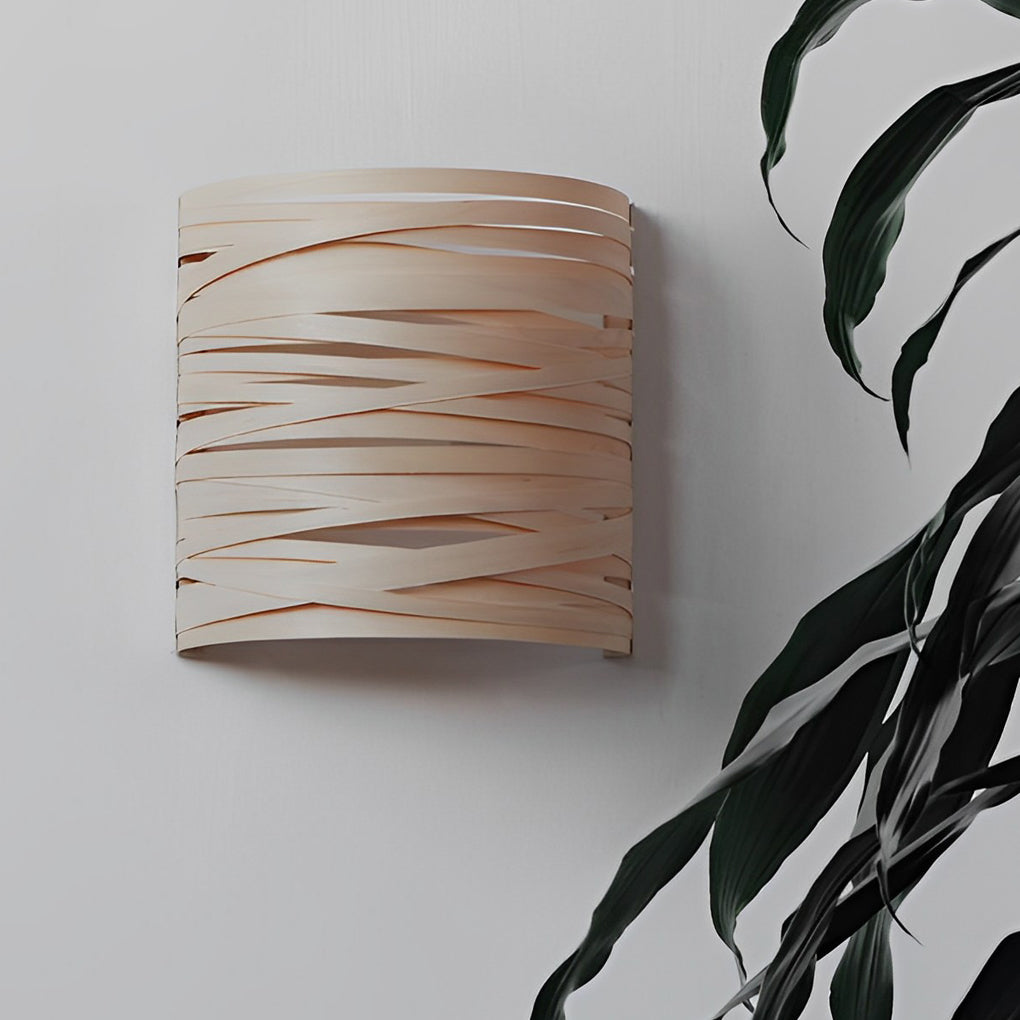 Semi-cylindrical Handmade Wood Decorative Modern Wall Lamp Atmosphere Light