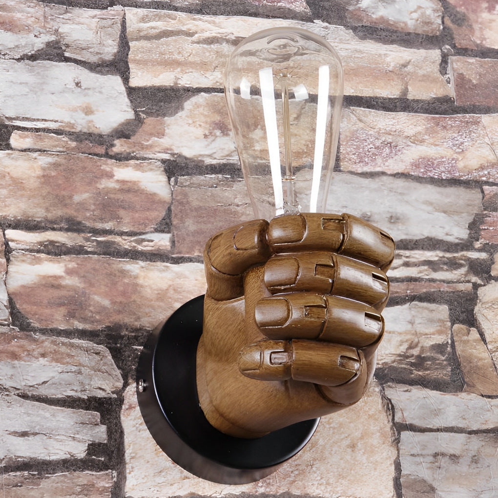 Resin Hand Fist Shaped Retro Industrial Style Wall Lamp Wall Sconce Lighting