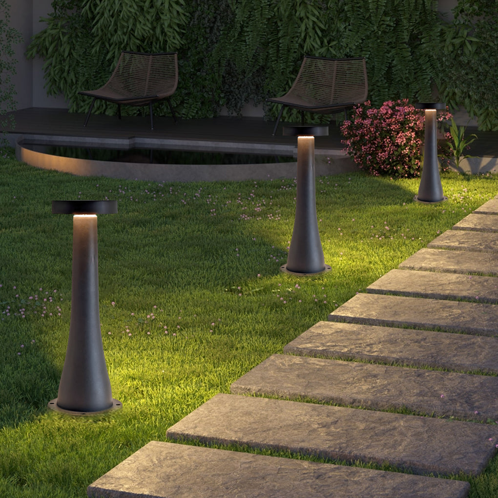 Round Mushroom Waterproof Aluminum Black Modern Outdoor Pathway Lights