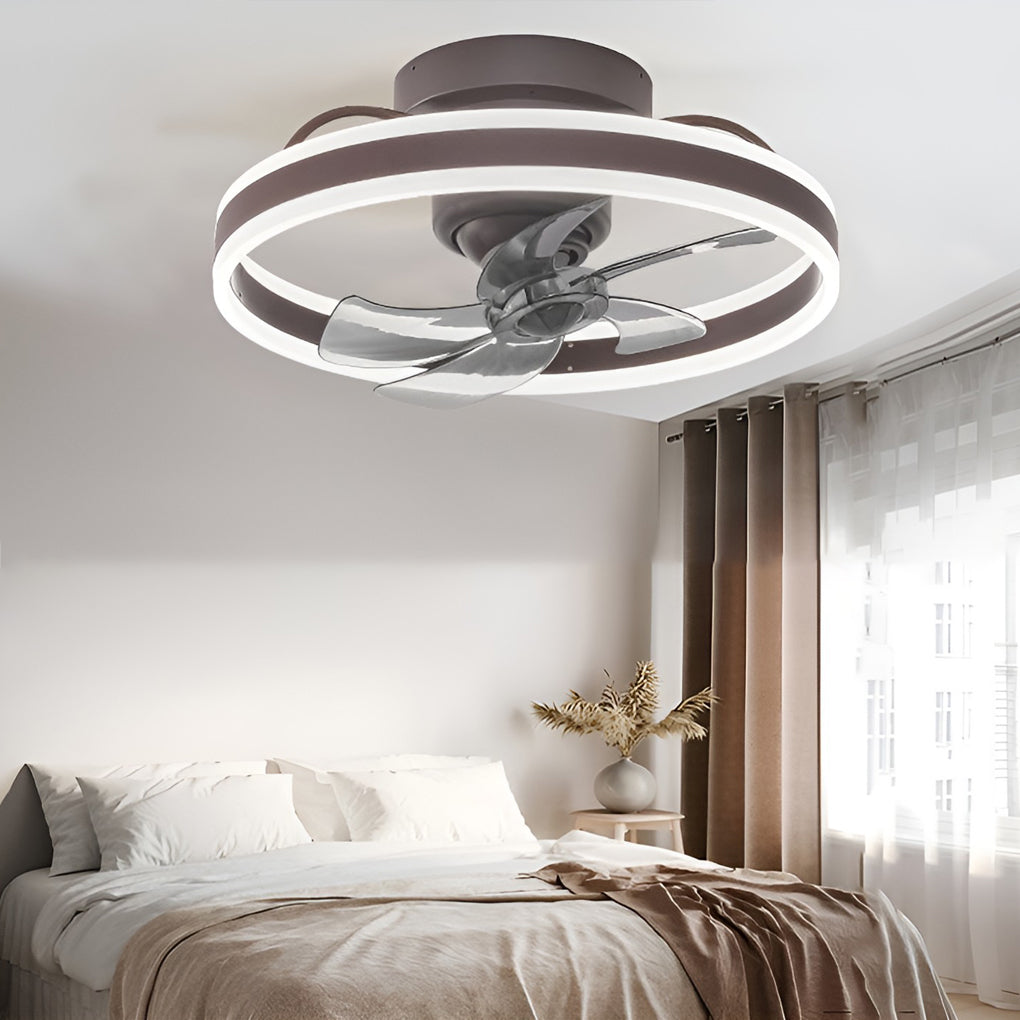 Round Stepless Dimming LED 360° Rotating Modern Ceiling Fan Light