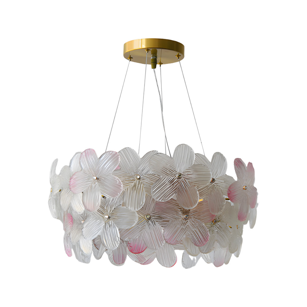 French Glass Flower Round Chandelier