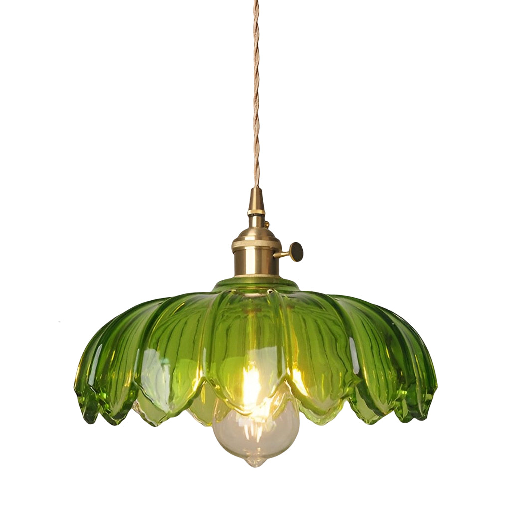 Retro Flower Glass Brass Nordic Kitchen Pendant Lighting Chandelier