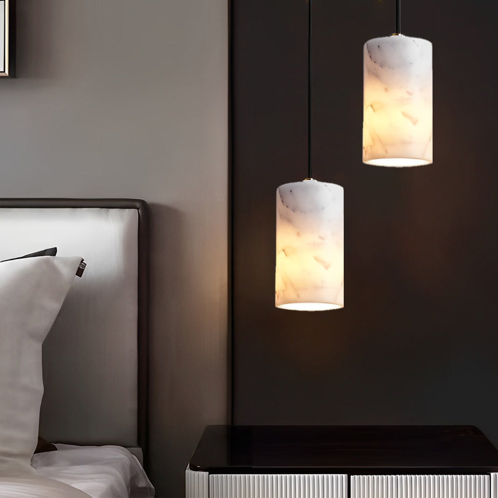 Minimalist Cylindrical Marmoreal 3 Step Dimming Nordic Pendant Lights