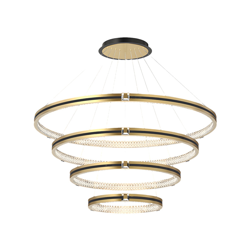 Simple Circles Rings Three Step Dimming Brushed Gold Modern Chandelier