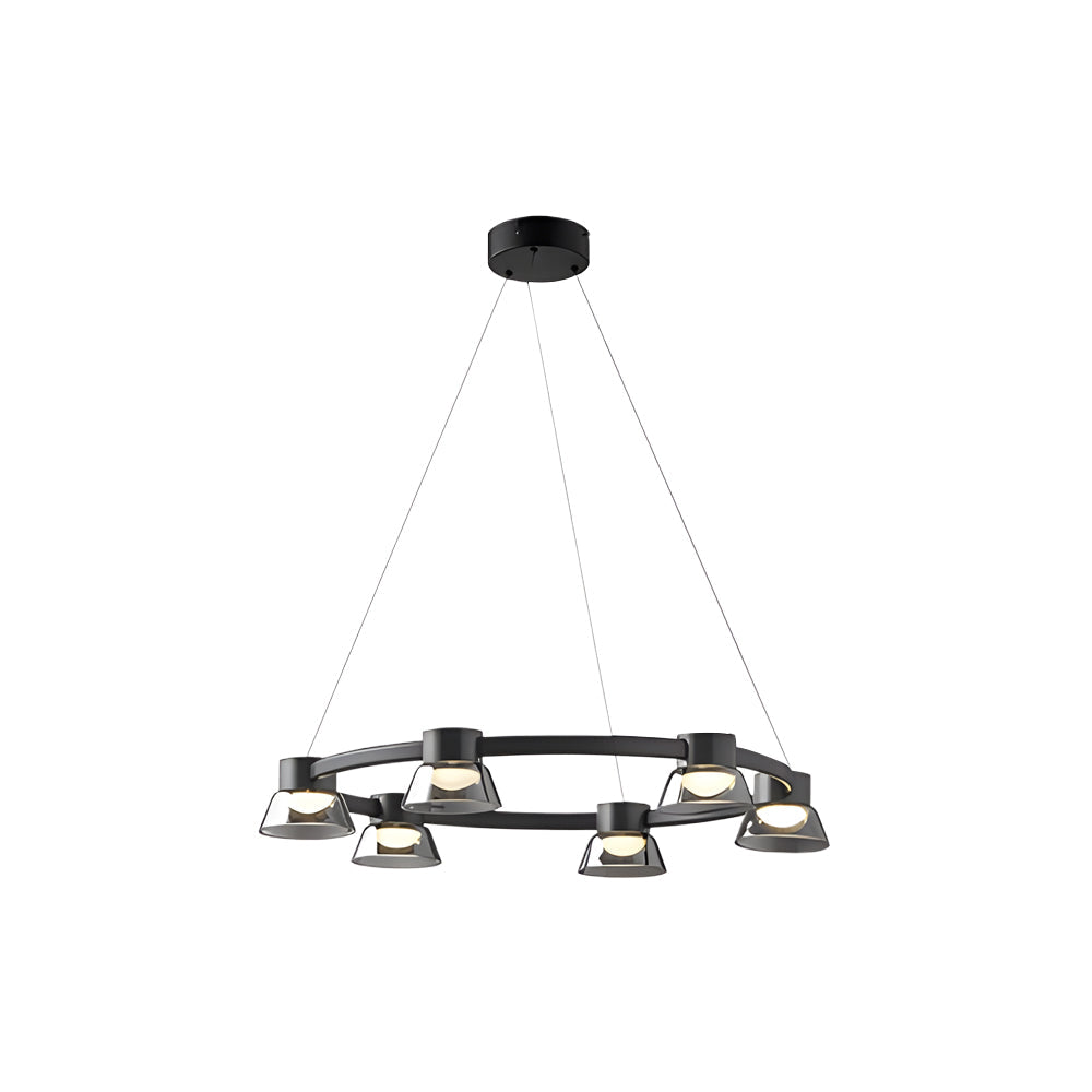 Ring LED Pendant with Smoke Gray Glass Shades