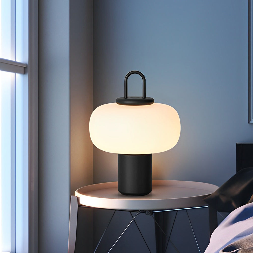 Modern Milk Glass Orb Table Lamp Portable LED Ambient Lighting