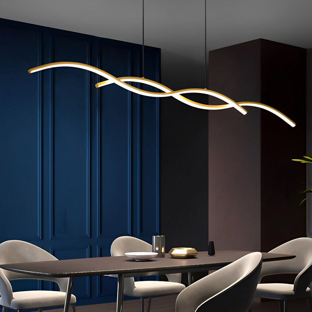 Wavy Lines Minimalist LED Ins Nordic Dining Room Chandeliers Hanging Lamp