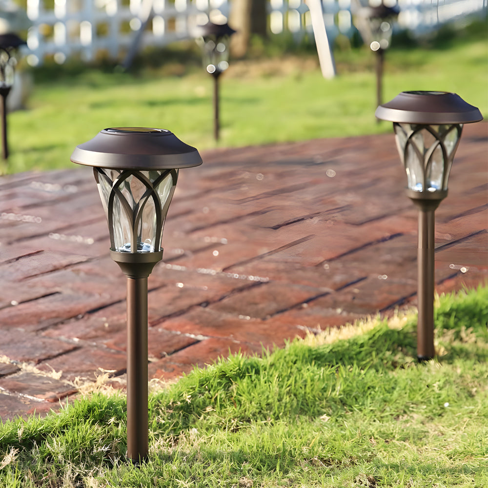 Waterproof Metal Glass LED Retro Modern Solar Powered Lawn Lights