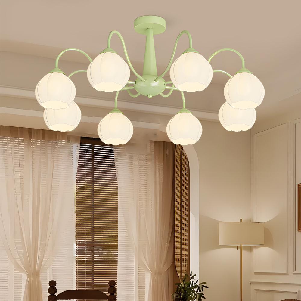 8 Round Flowers Bell Orchid Three Step Dimming Modern Ceiling Lights Fixture