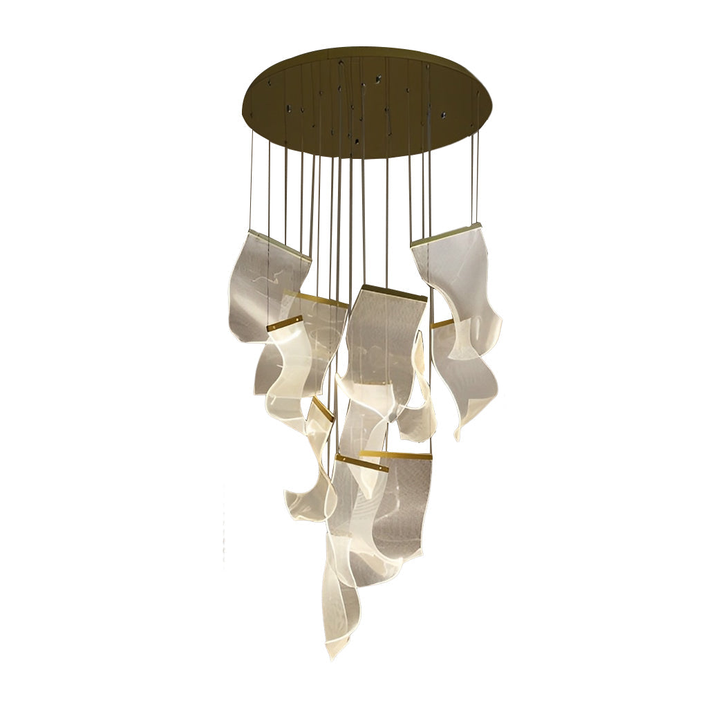 Irregular Curl Acrylic Paper Stepless Dimming LED Nordic Chandelier