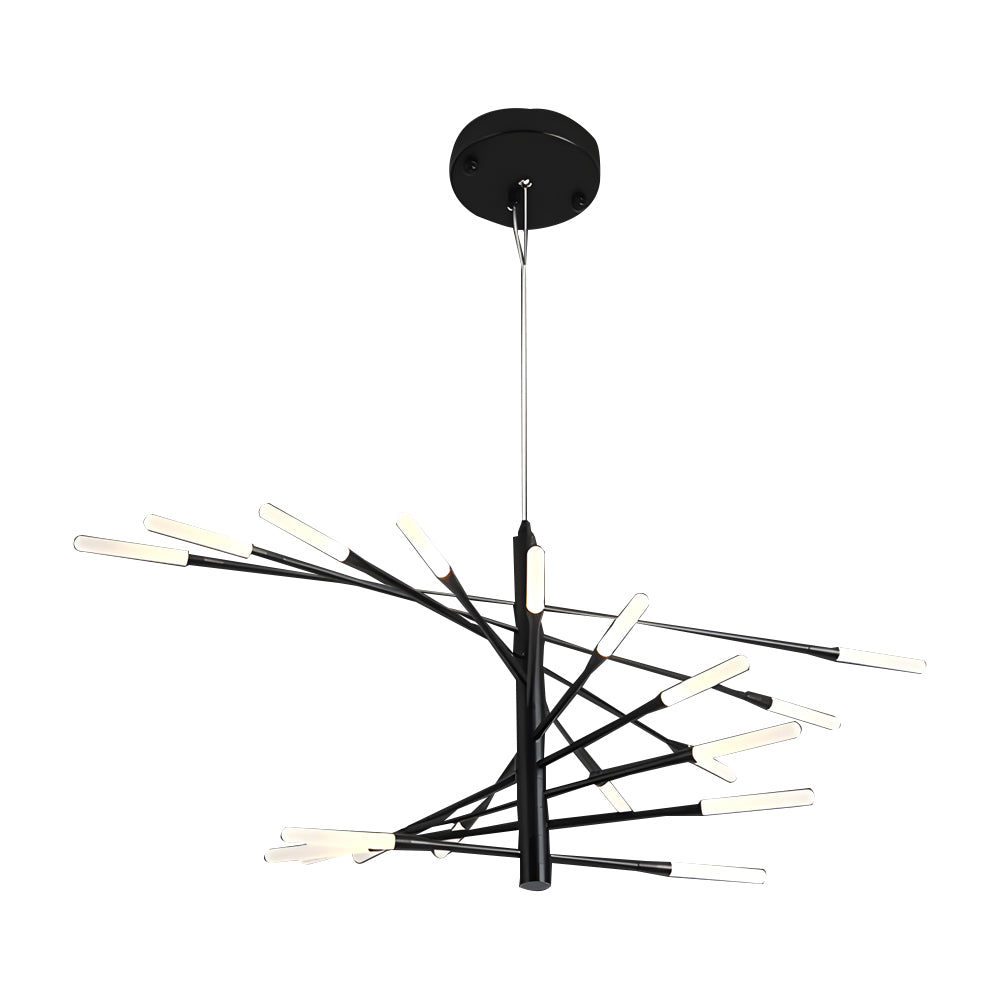 Modern Chandelier Rotating Fireworks, Black/Gold