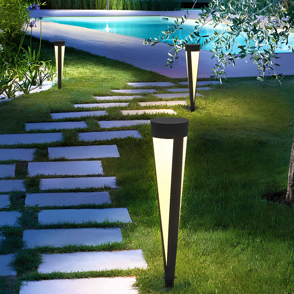 Round Outdoor Waterproof LED Gray Modern Solar Outdoor Lights Lawn Lamp