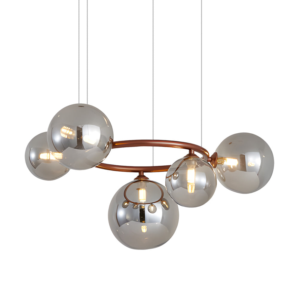 5/7/9-Light Glass Ball Circular Contemporary Chandelier with 3 Step Dimming