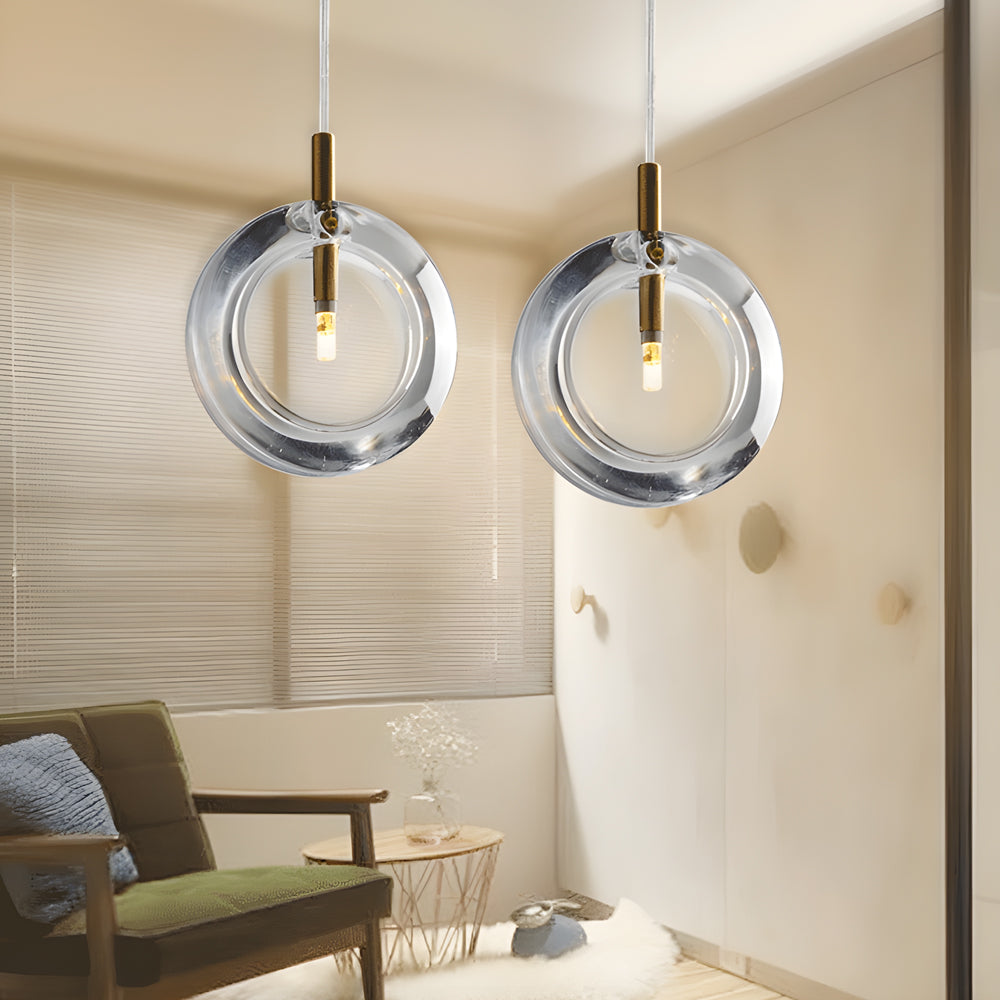 Simple Round Glass Creative Postmodern Pendant Light Hanging Ceiling Lamp