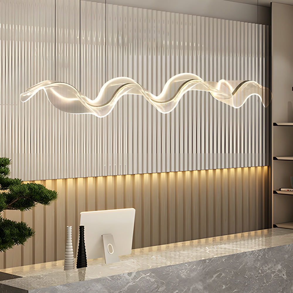 Long Strip Waves Acrylic Ribbon Streamers LED Modern Dining Room Lights