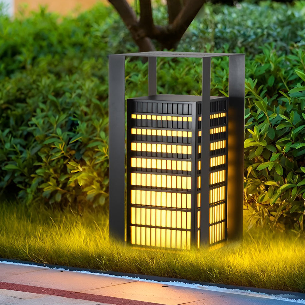 Creative Square Lantern Shaped LED Black Modern Outdoor Pathway Lights