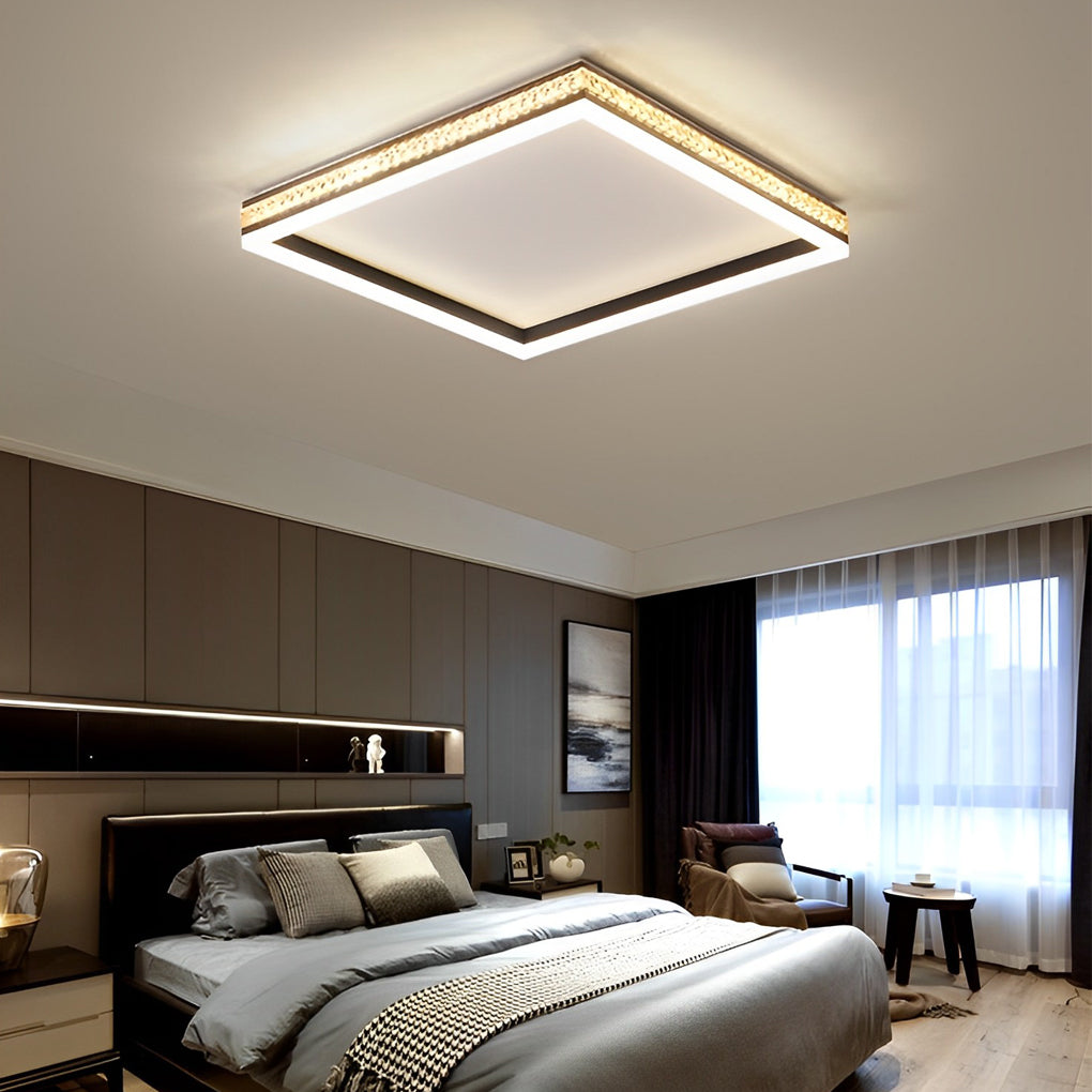 Round Square Stepless Dimming with Remote Modern Ceiling Light Fixture