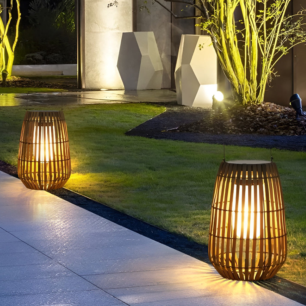 [Clearance Sale]Rattan Portable Lantern Shaped LED Waterproof Solar Outdoor Lights