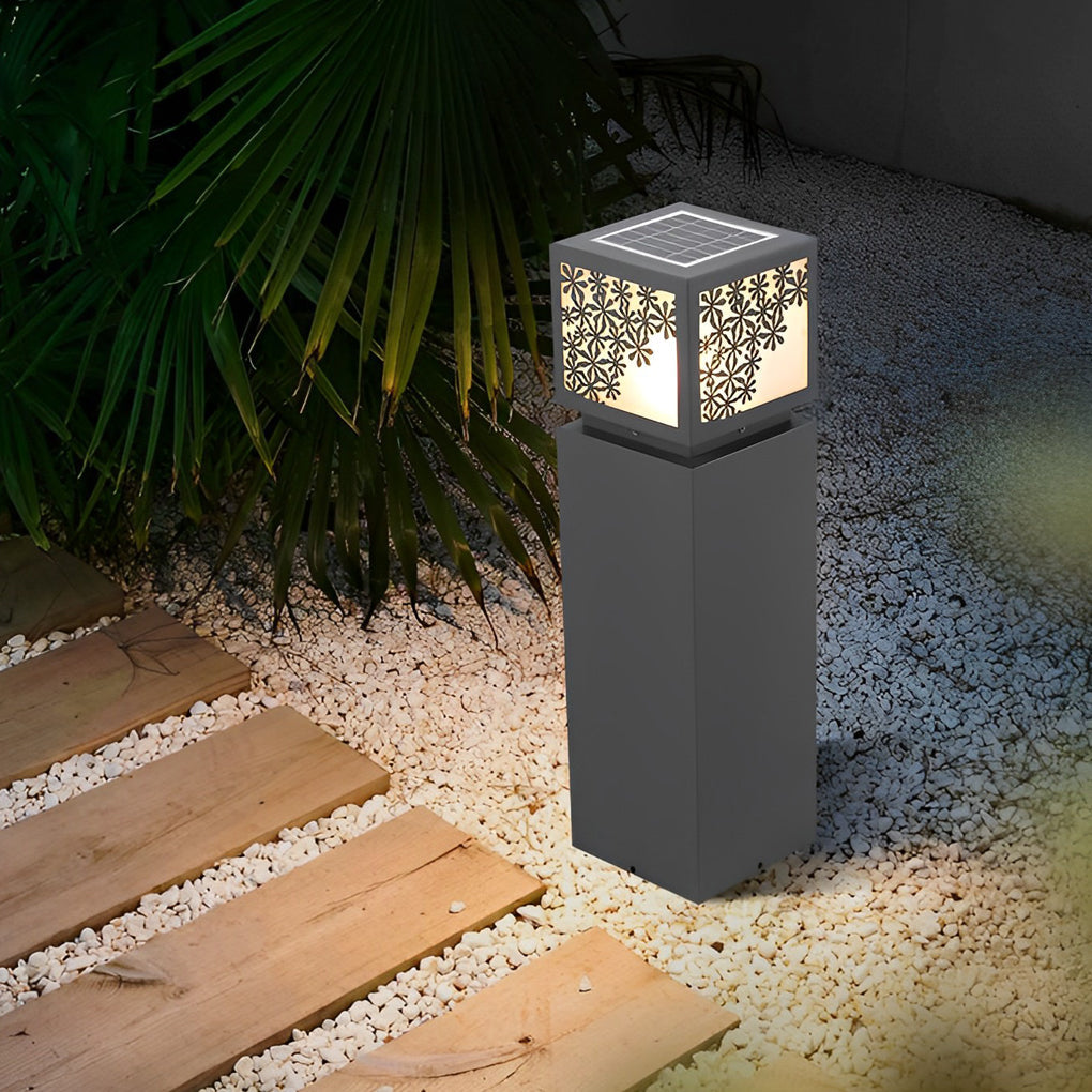 Snowflakes Decor LED Waterproof Black Modern Solar Outdoor Lawn Lamp