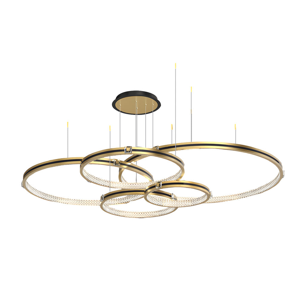 Circular Rings Three Step Dimming Brushed Gold Modern Ceiling Lights Fixture