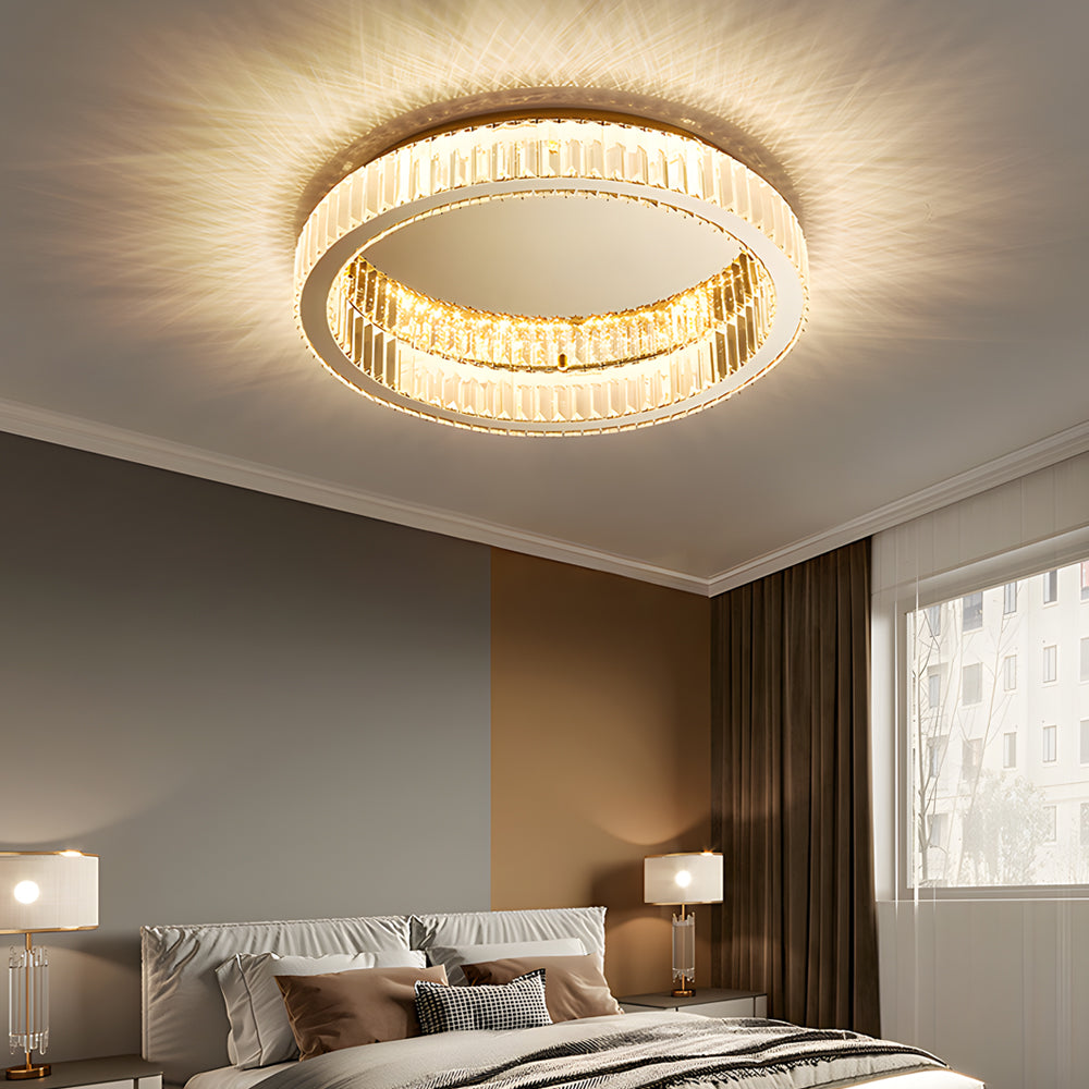 Round Crystal Stepless Dimming LED Luxury Post-Modern Ceiling Light Fixture