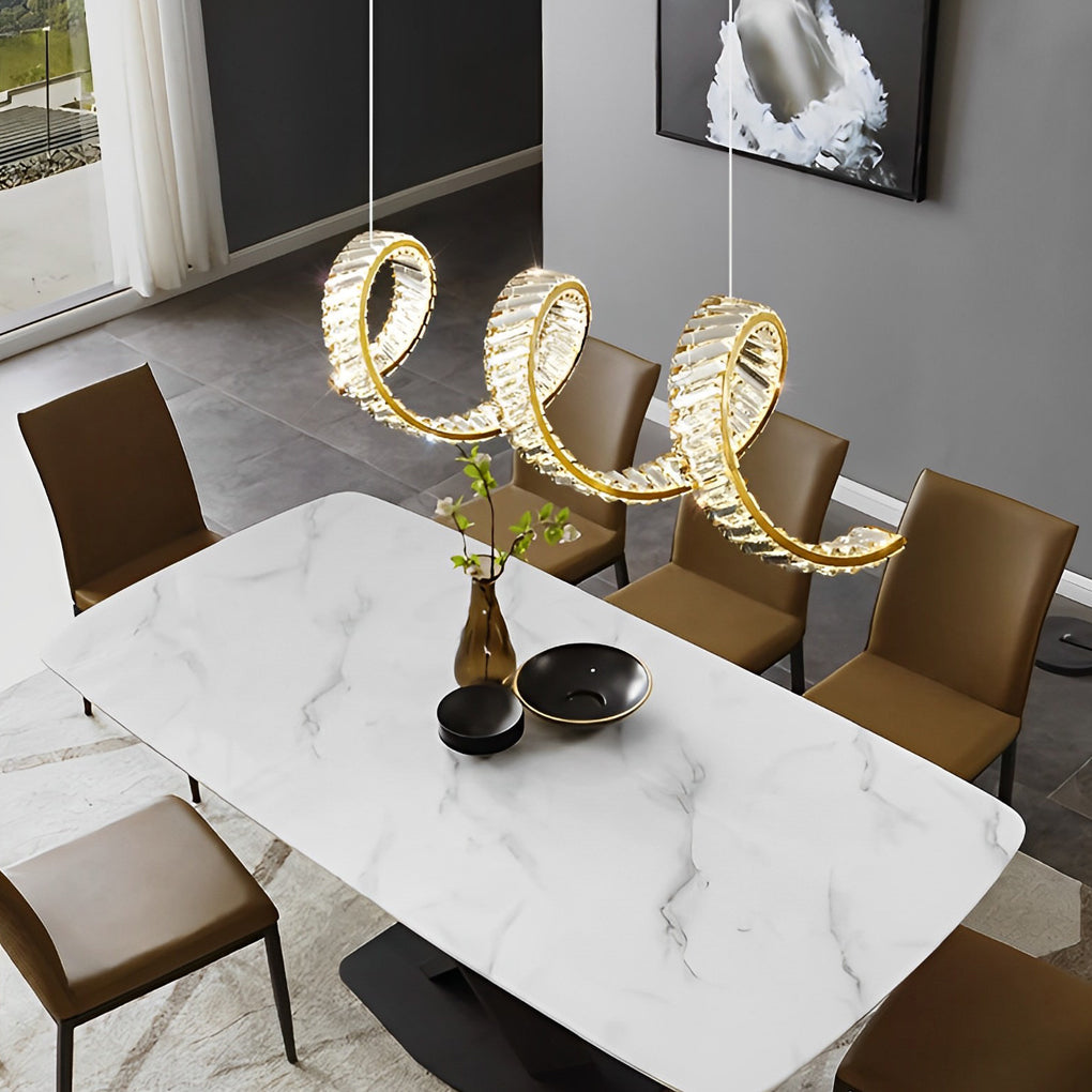 Creative Crystal Waves 3 Step Dimming LED Modern Dining Room Chandeliers