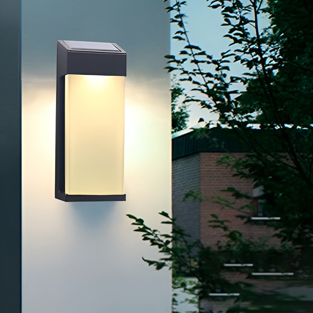 2 Pcs Rectangular LED Light-controlled Waterproof Outdoor Solar Sconce Lighting