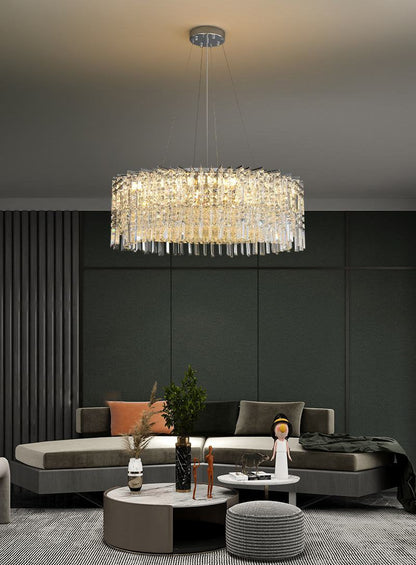Ischia di Castro | Modern Luxury Drum Crystal LED Chandelier in Creative Design, Gold, Dia31.5xh11.0", Cool Light, Non-Dimmable