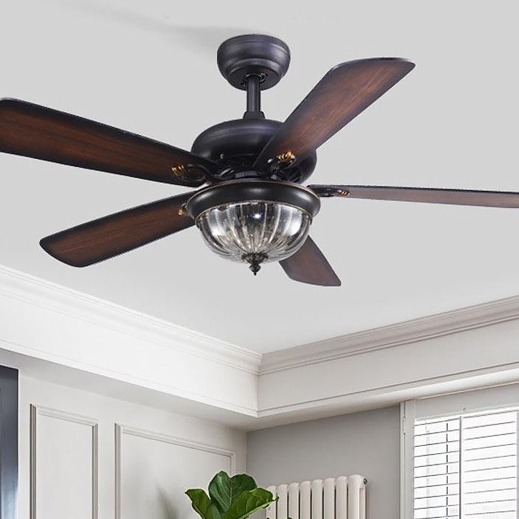 5-blade Farmhouse Style Ceiling Fan with Lights and Remote for Bedroom