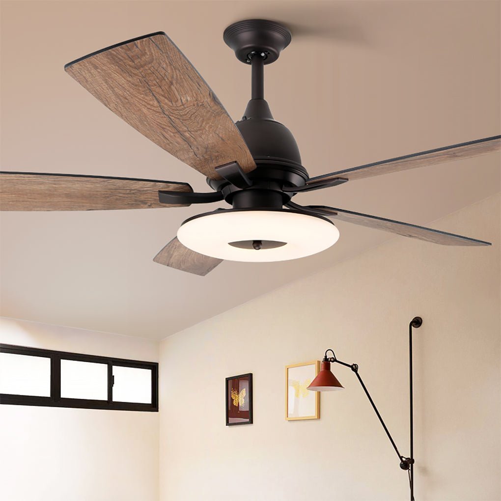 52 Inch Creative Nordic Retro Ceiling Fan Lamp with Light Source Remote Control