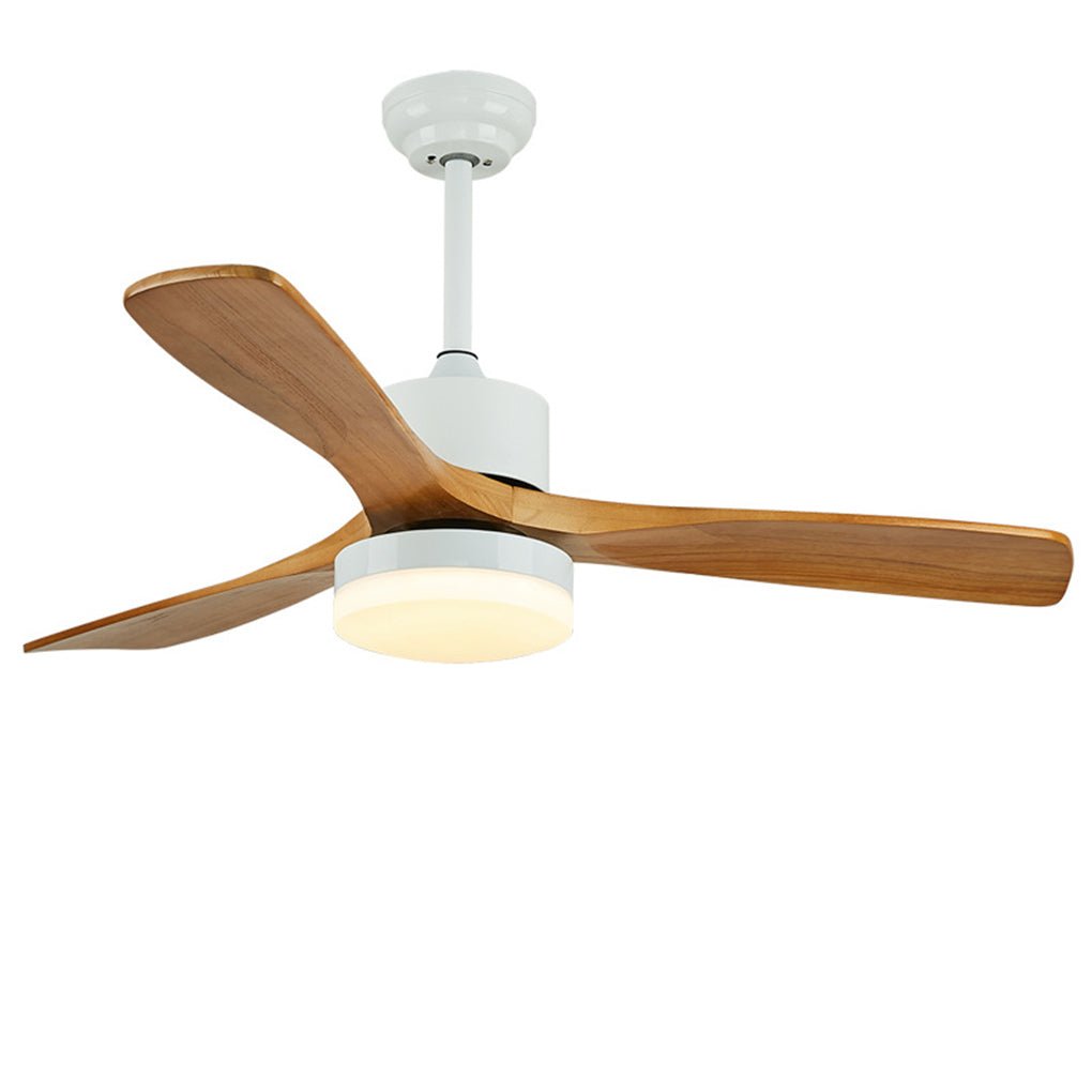 52 Inches Nordic Minimalist Solid Wood Household LED Ceiling Fan Lamp for Living Room