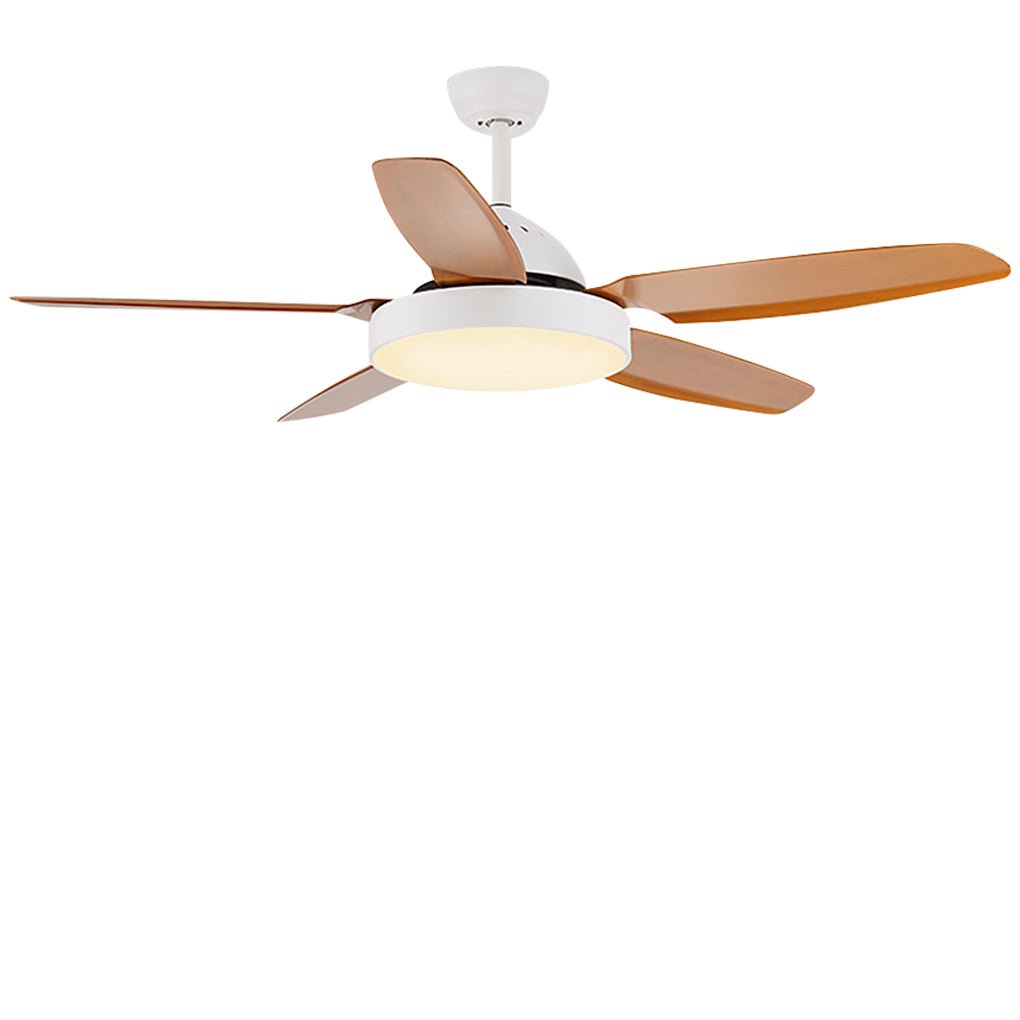 52 Inches Variable Frequency Dimming Remote Control Led Wood Blades Ceiling Fan Light