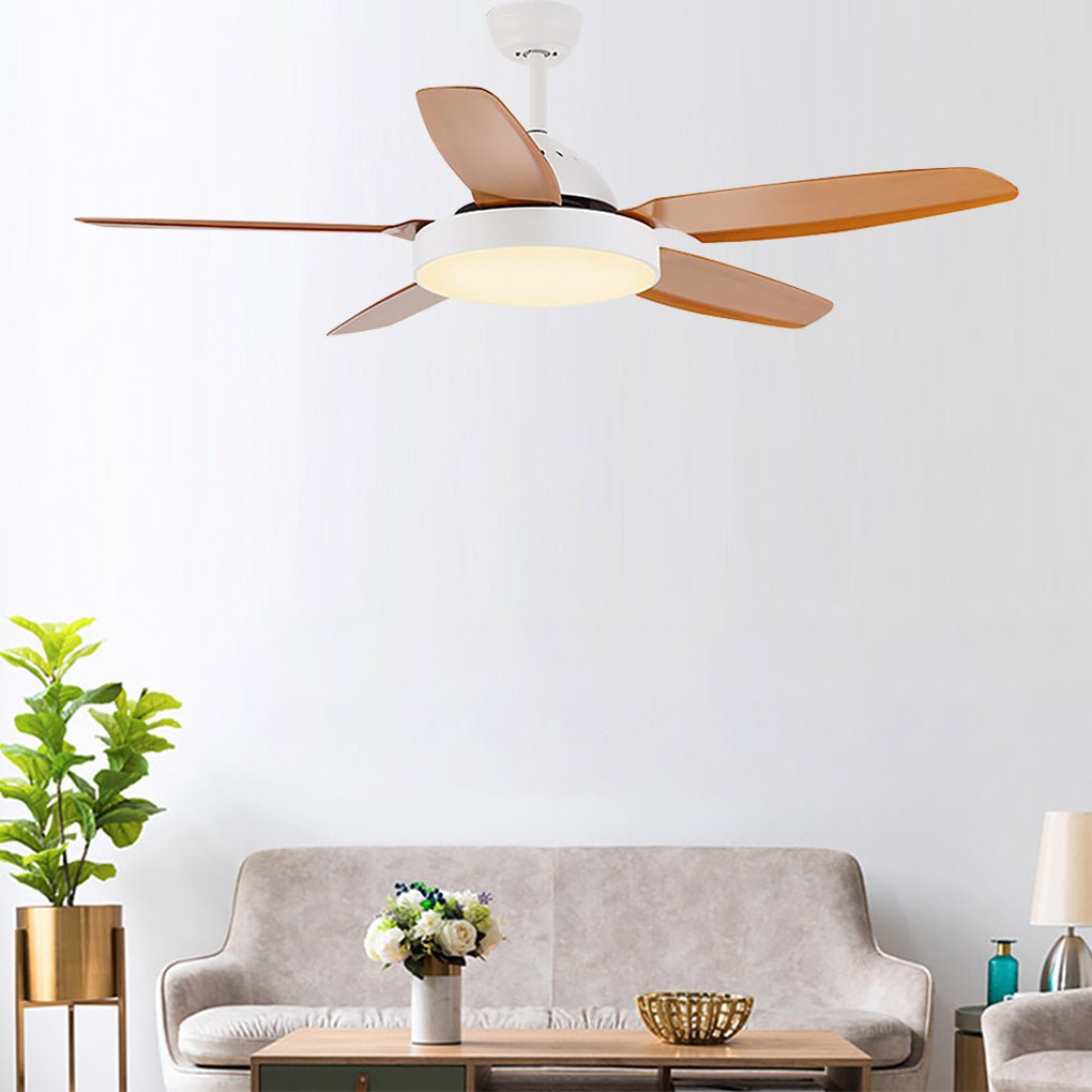 52 Inches Variable Frequency Dimming Remote Control Led Wood Blades Ceiling Fan Light