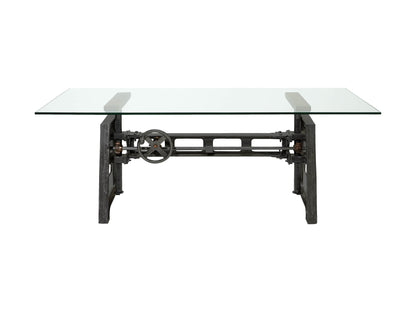 Industrial Crank Desk with Glass Top