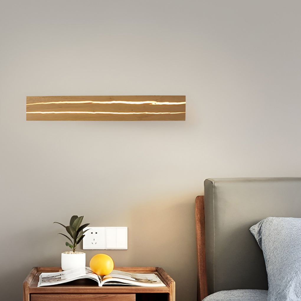 Adjustable Rectangular Wood Three Step Dimming LED Modern Wall Lamp