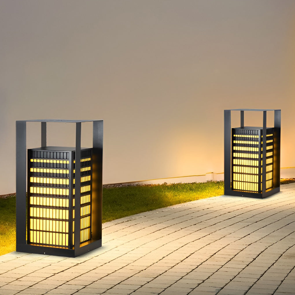 Creative Square Lantern Shaped LED Black Modern Outdoor Pathway Lights