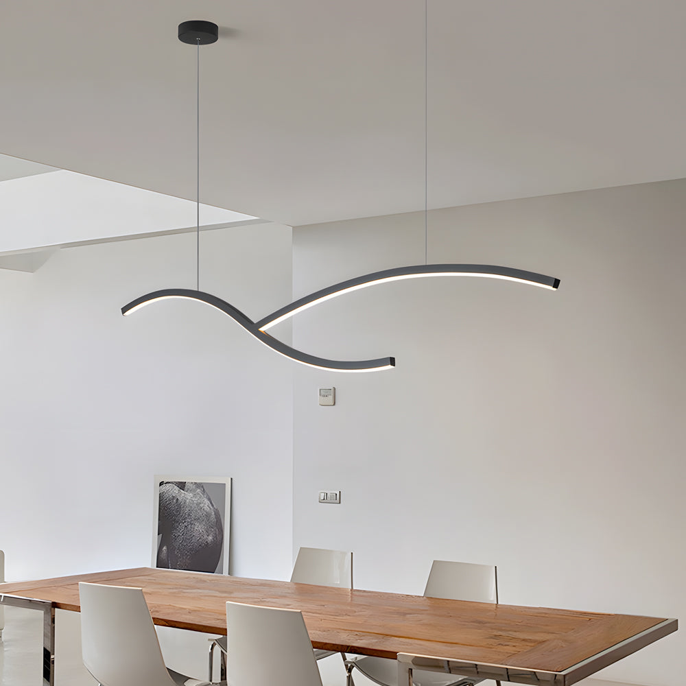 39.4"/47.2" Wide Black/White Wave Linear LED Pendant