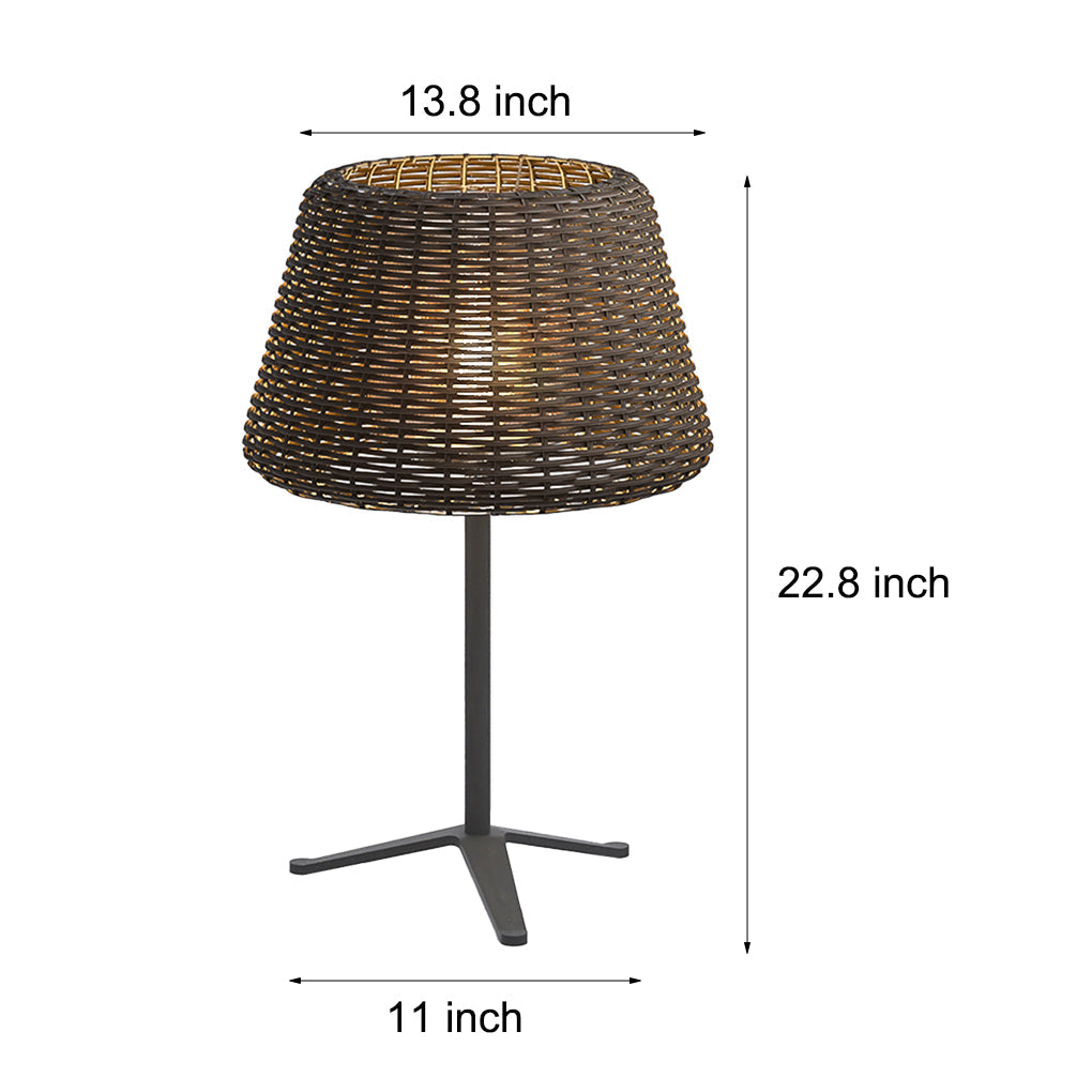 Outdoor 13.77 inch Wicker Shade Rustic Iron Table Lamp