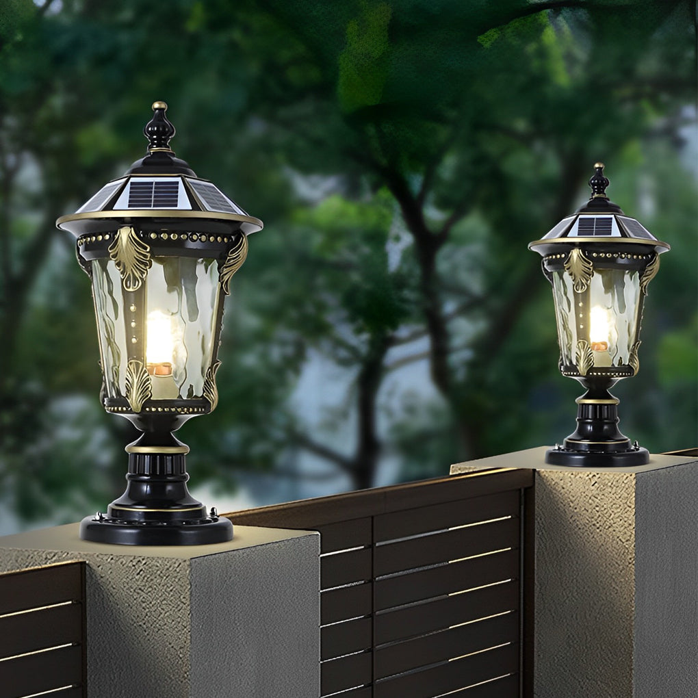 Dual Purpose Waterproof Aluminum Retro Solar Fence Post Lights with Remote