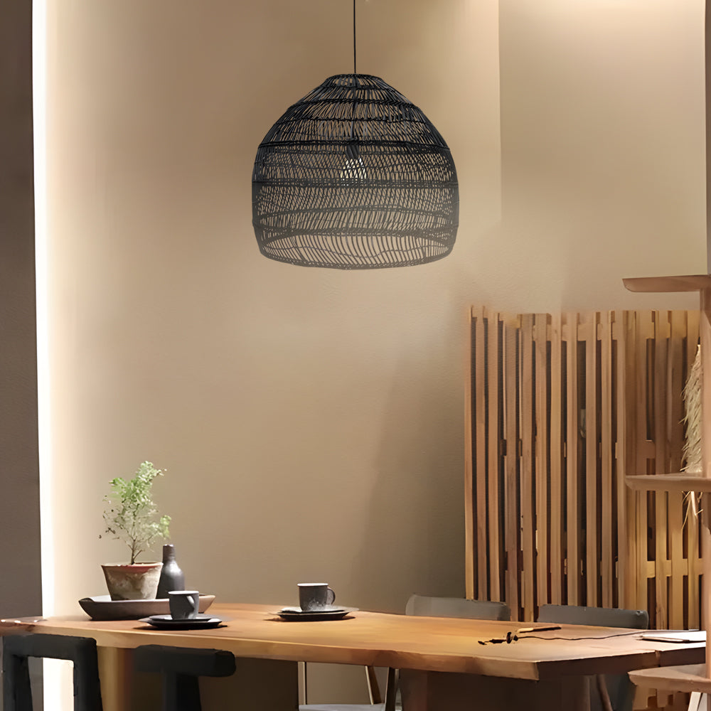 15.7-/19.7-Inch W Rattan Woven Dome Pendant Light