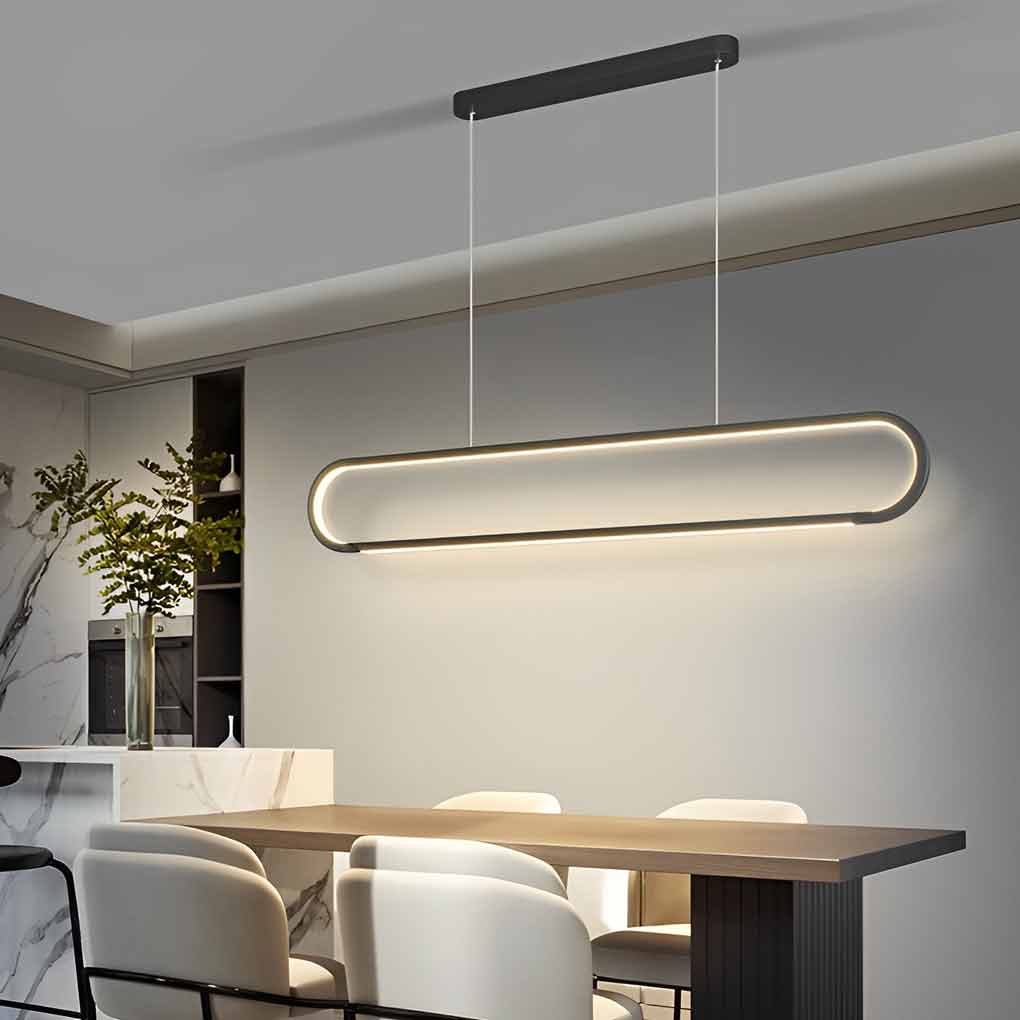 Minimalist Strip Stepless Dimming LED Modern Chandelier Hanging Lamp