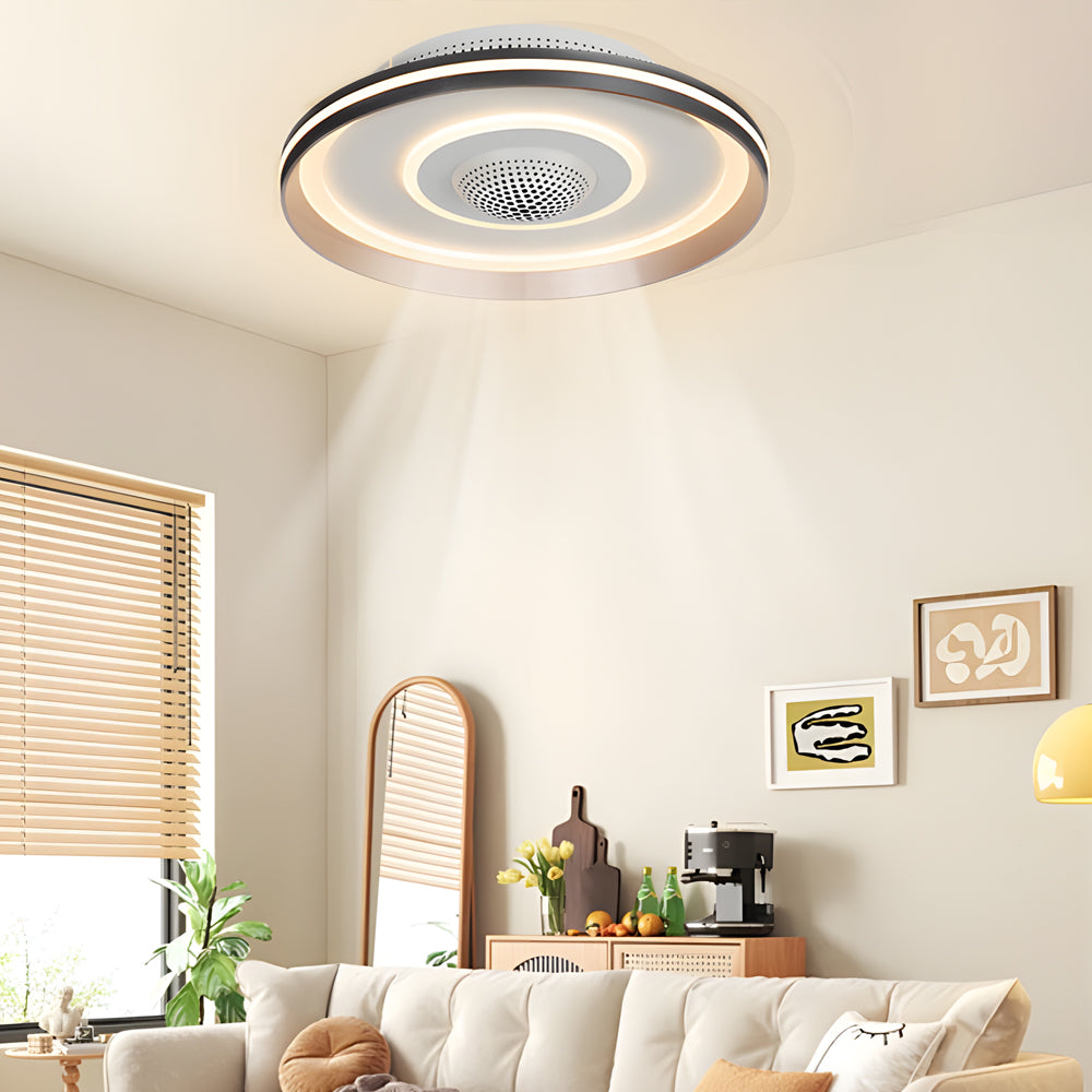 Nordic Round Circles LED Invisible Flush Mount Ceiling Fan Light