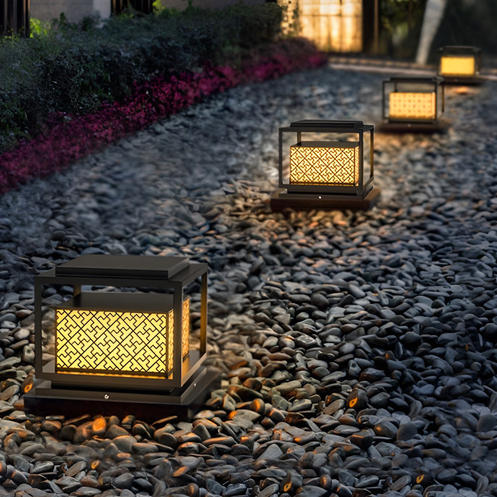 Square Waterproof Modern Solar Outdoor Fence Post Lights Pillar Light