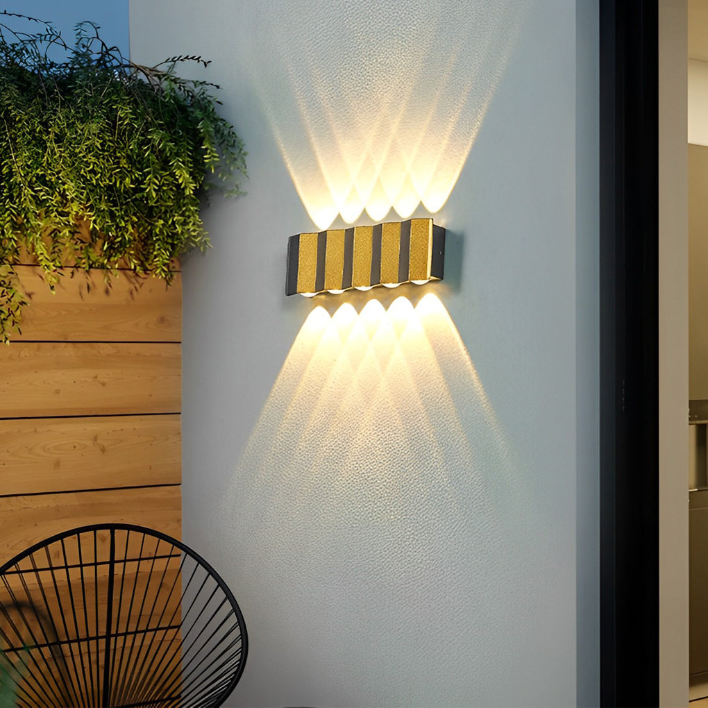 Black & Gold Aluminum LED Outdoor Up Down Wall Light