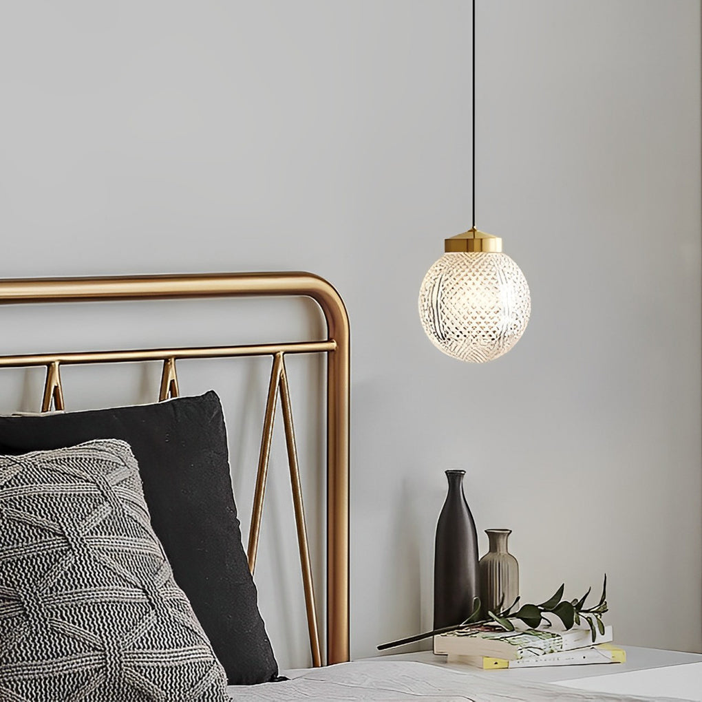 Mini Creative Pattern Round Ball Glass Brass Nordic Pendant Lights