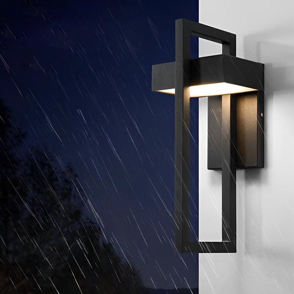 Rectangular Minimalist LED Waterproof Black Modern Outdoor Wall Lamp