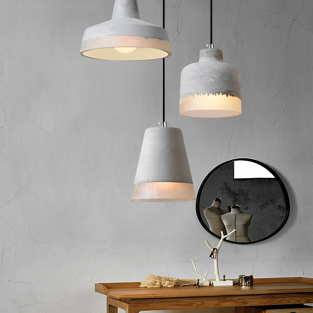 Round Creative Resin Cement Minimalist Industrial Pendant Light Chandelier