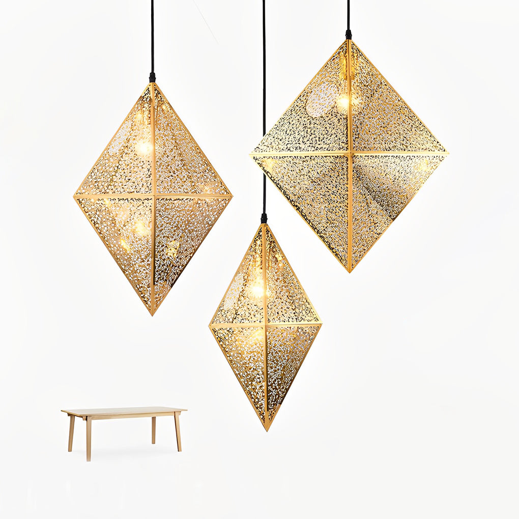 Stainless Steel Geometric Polyhedral Art Hollow Postmodern Chandeliers