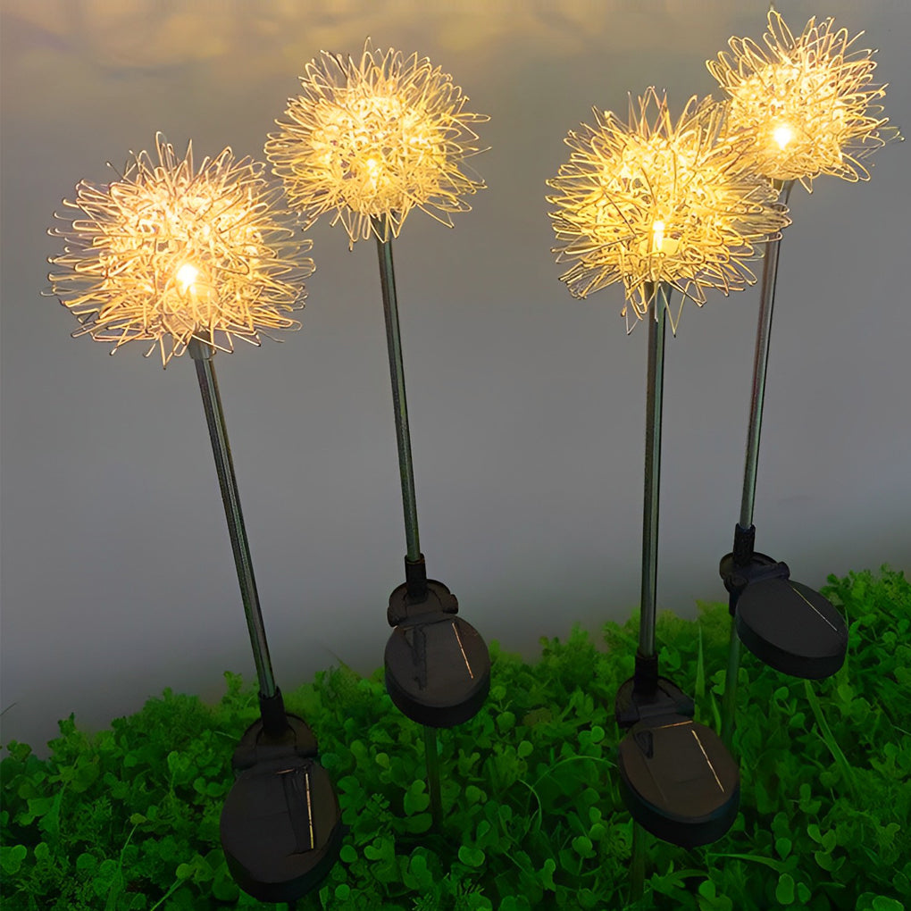 2PCS Aluminum Dandelions Flowers Decor Waterproof LED Solar Lawn Light